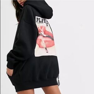 NWOT Misguided Playboy Oversized Hoodie Dress Sz4